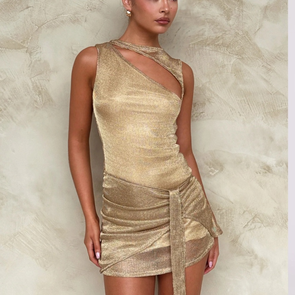 Tiger Mist Gold Mini Dress